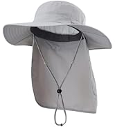 Home Prefer UPF 50+ Sun Hats for Men Women Wide Brim Fishing Hat with Neck Flap Summer Safari UV ...