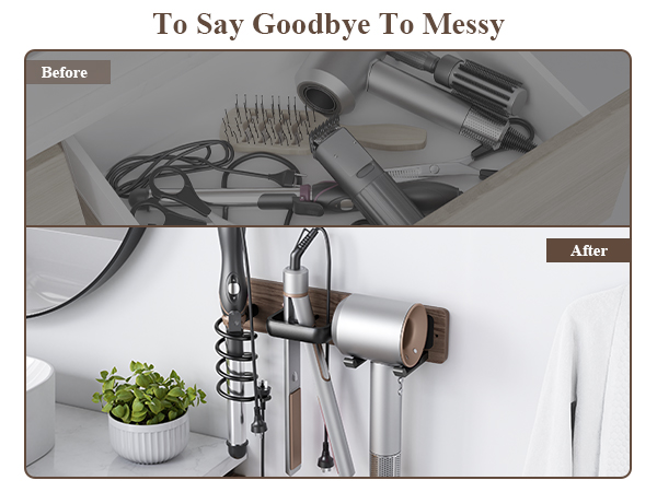 Walnut Hair Dryer Holder Curling Iron Holder Flat Iron