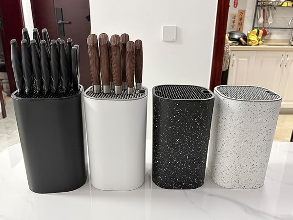 White, black, spotted knife holder