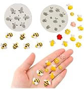 2Pcs Mini Bees Floret Shape Resin Silicone Molds Set 3D Simulation Cute Bees Flower Epoxy Casting...