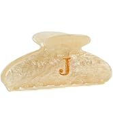 MAORULU 4 Inch Letter Acrylic Hair Claw Clip for Women, Large Cute Marble Beige Glitter Alphabet ...