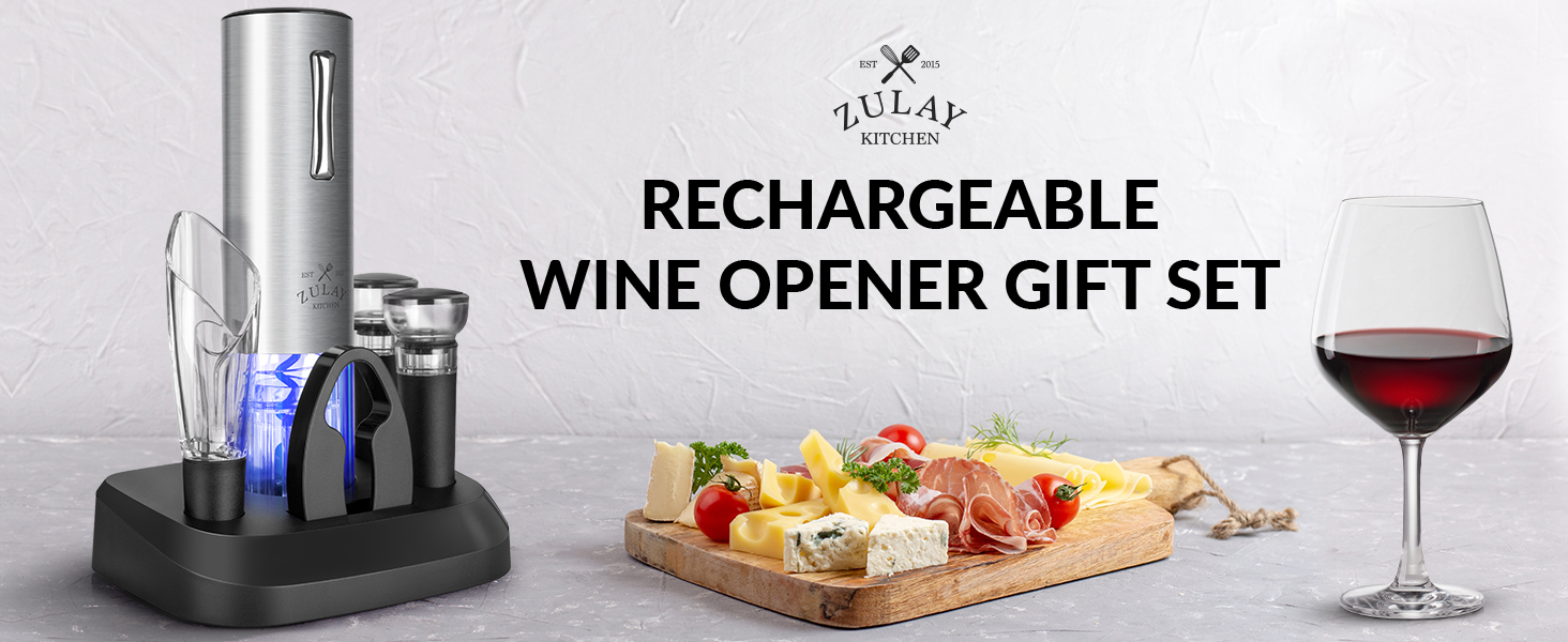 Rechargeable wine opener 5 piece gift set