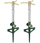 FANHAO 2 Pack Metal Lawn Sprinklers with Adjustable Telescoping Base, 3-Arm Water Sprinkler 360 D...