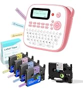 EazeID Label Maker with Tapes 5PK Bundle 12mm 0.47 Laminated Color, Pink Label Maker Waterproof-L...