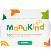 ManuKind Baby Diapers, Manuka Honey Infused, Ultra Soft, Plant-Based Materials, Quick-Dry Comfort...