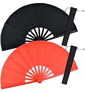 HONSHEN 2 Pack ABS Large Folding Hand Fan/Traditional Chinese Arts Folding Fans,complimentary Exq...