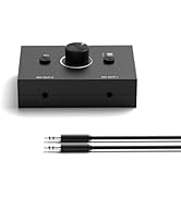 3.5mm Audio Switch, Stereo Audio Selector Box Passive Speaker Headphone Manual Selector with Volu...