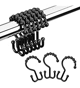 Amazer Plastic Shower Curtain Hooks, Black Shower Curtain Hooks Rings, 12PCS Shower Hooks for Sho...
