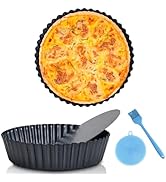 Vnray 2 Pack 9.5 inches Pie Pan with Removable Bottom for Baking, Deep Quiche Tart Pan Non Stick ...
