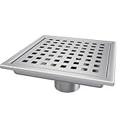 Elefloom Square Shower Drain, Shower Drain 4 inch with Removable Grate Cover, Corrosion Resistant...
