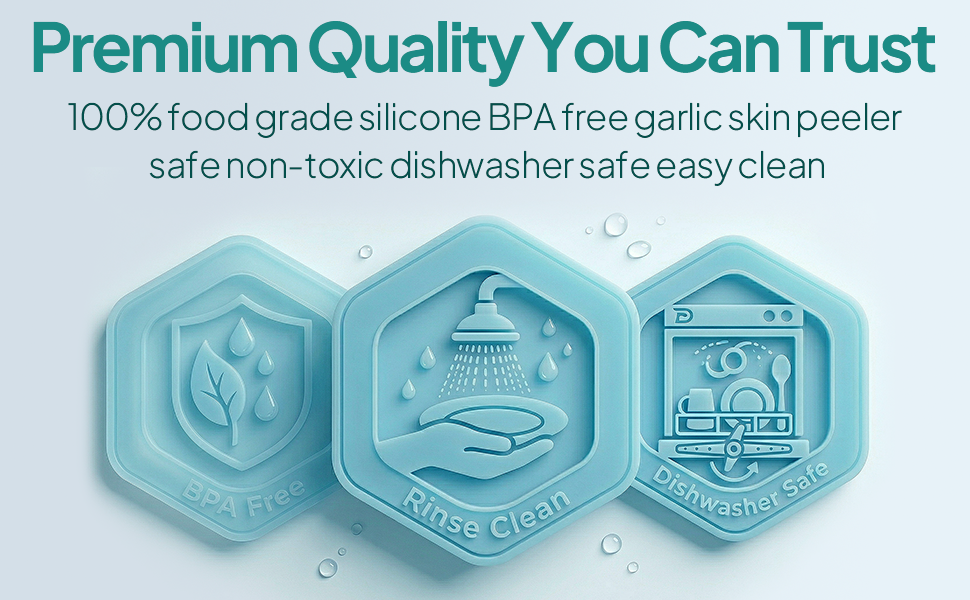 100% food grade silicone bpa free garlic skin peeler safe non-toxic dishwasher safe easy clean