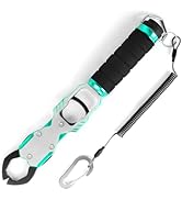 Ghosthorn 11" Aluminum Alloy Fish Lip Gripper with Scale - 40lbs Saltwater Fishing Grabber Tool, ...