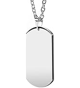 HZMAN Mens High Polishing Stainless Steel Dog Tag Pendant Necklace 22+2 Inch Link Chain