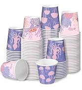 RUSPEPA 3 oz Bathroom Cups, Kids Disposable Paper Cups - 100 Pack Set Pink Purple Ocean Printed -...