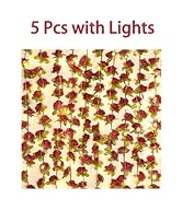 BLEUM CADE 5 Pcs 41Ft Flower Garland Artificial Rose Vines with 32.8Ft String Lights, Fake Flower...