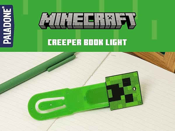 Paladone Minecraft Creeper ClipOn LED Reading Light & Bookmark, Officially Licensed Gifts for Gamers