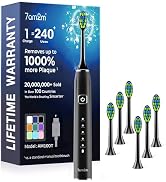 7AM2M Sonic Electric Toothbrush for Adults&Kids, Type-C Charging Run for 120 Days, with 6 Brush H...