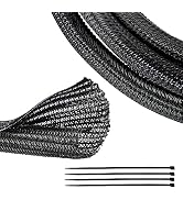 RED WOLF Braided Wire Cable Sleeve Split Wiring Sleeving 10 Feet - 1/2