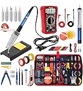 Soldering Iron Kit - Soldering Iron 60W Adjustable Temperature, Digital Multimeter, 5pcs Solderin...