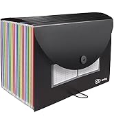 Accordion File Organizer 24 Pocket Expanding File & Cover Folder with Labels, Plastic Portable De...