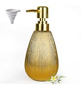 BaoDanRen Brushed Gold Ceramics Soap Dispenser,13.05oz Hand Soap Dispenser Pump,Luxury Dec for Ba...