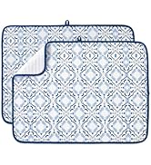 FRESHMINT Printed Dish Drying Mats for Kitchen Counter 2 Pack Absorbent Reversible Drying Mats Mi...