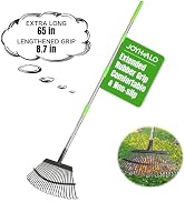 Joyhalo Rake for Leaves, 18 Inch Wide Rake Head Garden Rake with 25 Tines, Metal Leaf Rake with A...