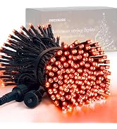 JMEXSUSS 200 LED Orange Halloween Lights Outdoor, 66ft Connectable Halloween String Lights Plug i...