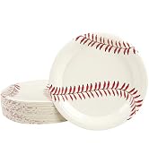 50PCS Baseball Party Paper Plates - 7Inch Round Baseball Dessert Plates for Cake Salad Fruit Pizz...