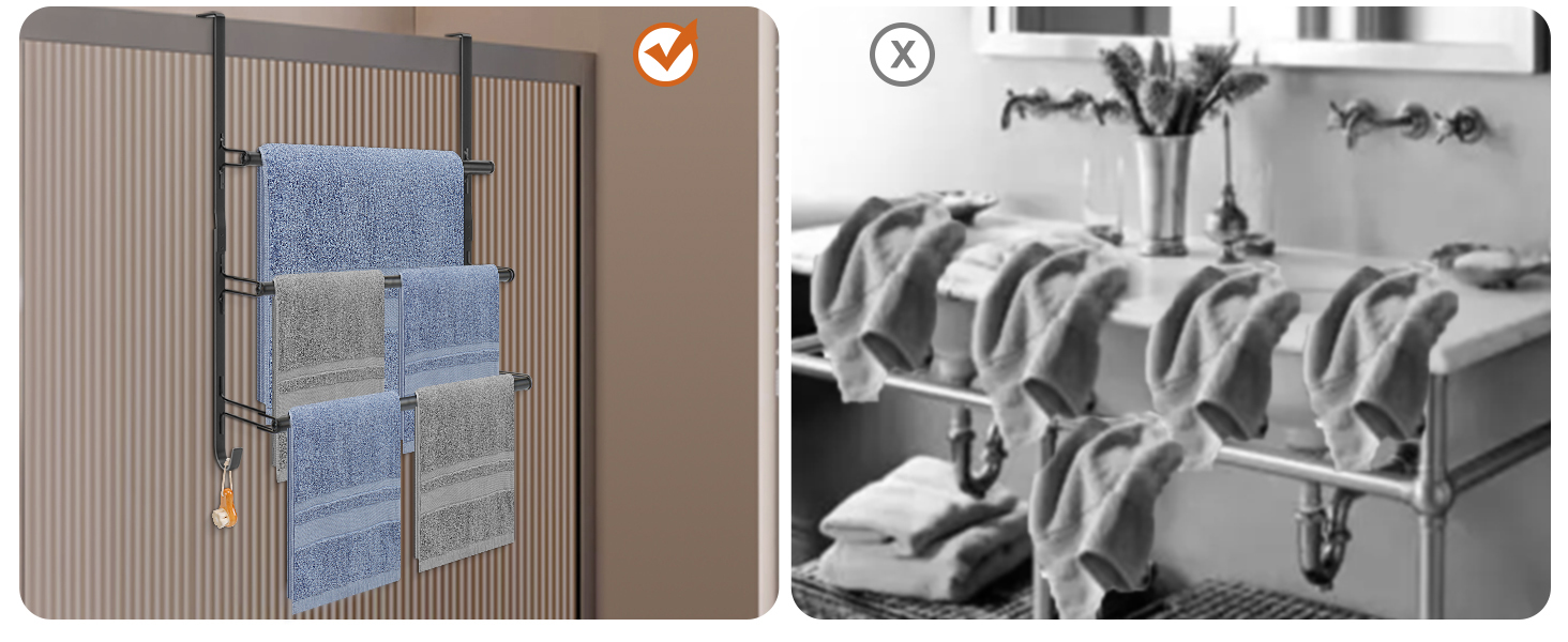 3 TOWELS + 2 HOOKS DESIGN TO ORGANIZE