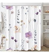Gibelle Watercolor Floral Shower Curtain, Purple Beige Flower Shower Curtain for Bathroom, Modern...