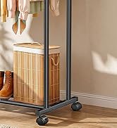 Delamu Clothes Rack Double Rods Clothing Racks for Hanging Clothes with Rolling Wheels, Metal Gar...