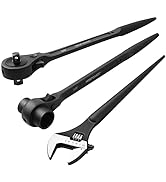 MAXPOWER 3Pcs Spud Ratchet Set, 3/4"x 7/8" Dual Socket Scaffold Wrench, 1/2" x 3/8" Dual Head Rat...