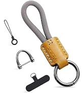PJYTAC Leather Keychain for Car Keys, Key Chain with Anti-Lost D Key Ring, Car Key Accessories Gi...