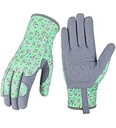Bamllum Leather Gardening Gloves for Women - Working Gloves for Weeding, Digging, Planting, Rakin...