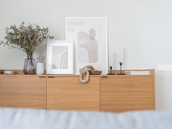 Peakoly acacia wood chain placed in wooden bowl as sideboard decor