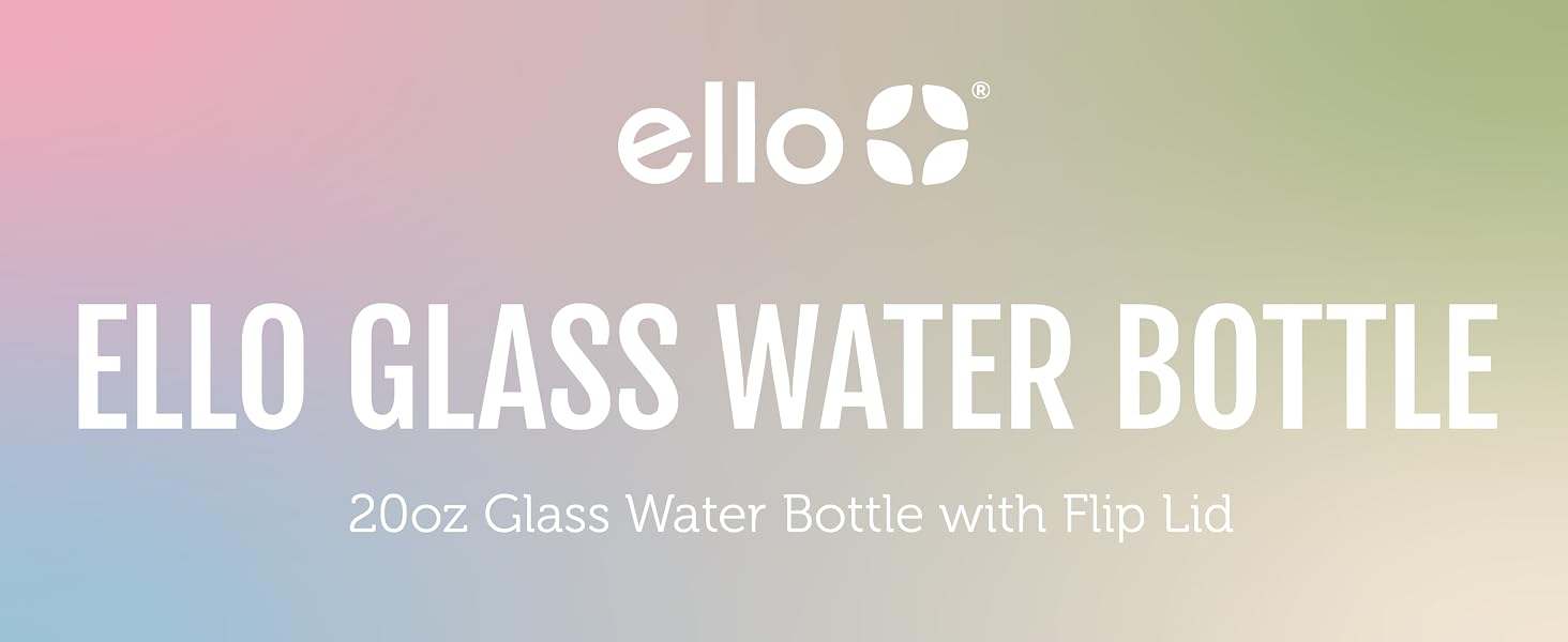 ello syndicate 20oz glass reusable water bottle with carry loop and silicone sleeve