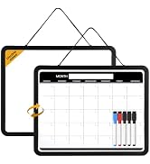 Lumspax Small Monthly Whiteboard Calendar for Wall, Mini 11" x 14" Dry Erase Board with Plastic F...