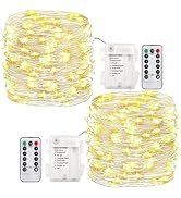 GDEALER 2 Pack Fairy Lights 20 Ft 60 Led Battery Operated Twinkle Lights with Remote Waterproof S...