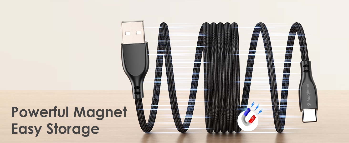 retractable usb c cable magnetic wrapping
