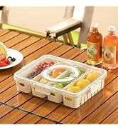 MineSign Divided Snackle Box with Lids Stackable Food Serving Tray for Fruit&Veggie Plastic Fridg...