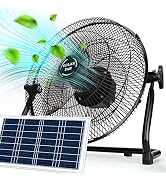 DBF Battery Operated Solar Fan, 2-in-1 Solar Panel Powered & AC Charger Powered 12 Speeds Portabl...