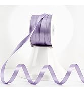 MEEDEE Satin Lavender Ribbon 3/8 Inch Lux Double Sided Lilac Satin 100 Yards Roll Thin Purple Rib...
