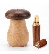 Ugotit Toothpick Holder, Wooden Cute Mushroom Toothpick Holder Dispenser Set, with Toothpicks & P...