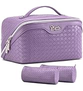 BOYATU Travel Makeup Bag Cosmetic Bags for Women: Large Capacity 3 Pcs Set Make up Bag with Compa...