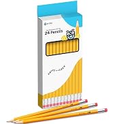 Enday Presharpened #2 Pencils 24 Count, Wood-Cased Yellow Sharpened Pencils with Latex-Free Erase...