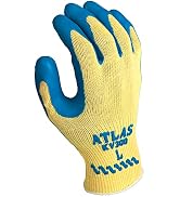 SHOWA Atlas KV300 Natural Latex Palm Coated A3 Cut Resistant Safety Glove with Kevlar Liner, 10-G...