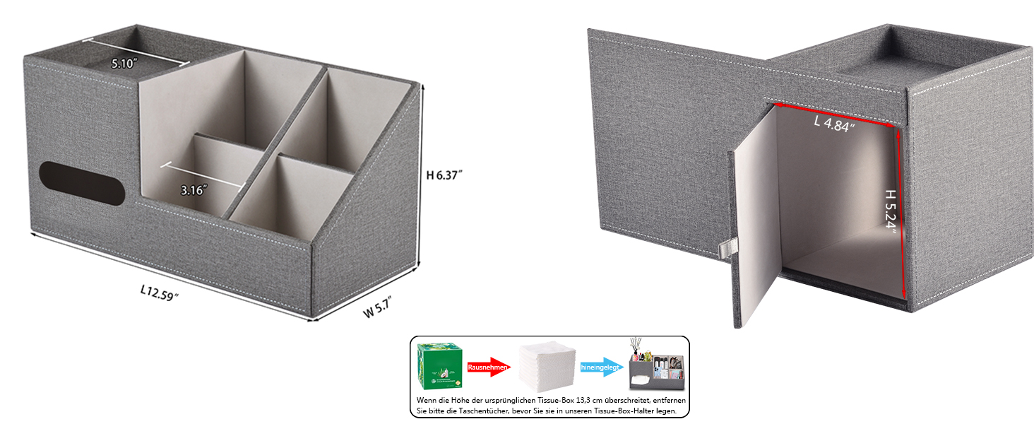 Square Tissue Box Cover with Storage Tray