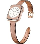Charlam Slim Leather Band Compatible with Apple Watch Band 40mm 38mm 41mm 42mm 44mm 45mm 49mm Wom...