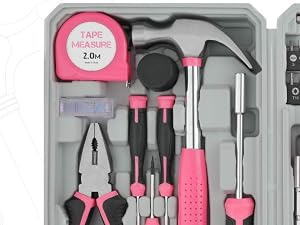 Hi-Spec Pink 42pc 4V USB Electric Power Screw Driver & Household Tool Kit Set